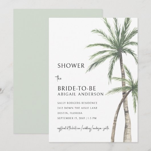 Invitation Mariage de Sage sous les Palmiers (Devant / Derrière)