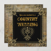 Invitation Mariage de saloon western rustique à campagne (Devant / Derrière)