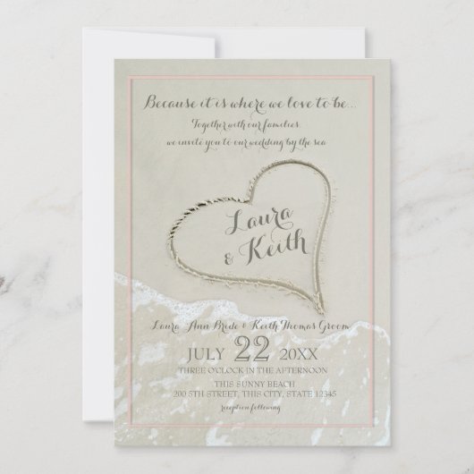 Invitation Mariage de Sand Heart Beach (Devant)