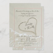 Invitation Mariage de Sand Heart Beach (Devant / Derrière)