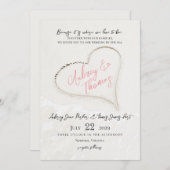 Invitation Mariage de Sand Heart Beach (Devant / Derrière)