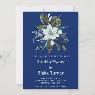 Invitation Mariage de saphir botanique floral bleu et vert
