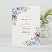 Invitation Mariage de sauge au feuillage de pervenche violett (Debout devant)