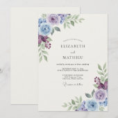 Invitation Mariage de sauge au feuillage de pervenche violett (Devant / Derrière)