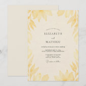 Invitation Mariage de Sauge au Feuillage Jaune Pâle (Devant / Derrière)