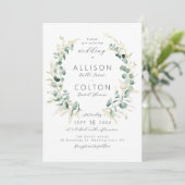 Invitation Mariage de sauge vert d'eucalyptus rustique (Debout devant)