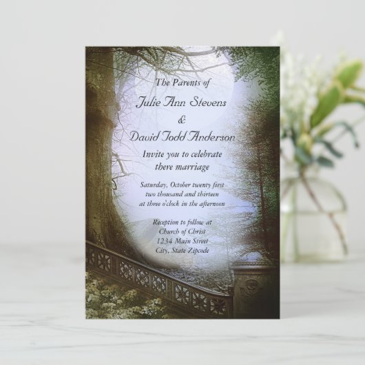 Invitation Mariage de scène de forêt enchantée (Debout devant)