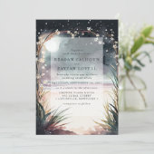 Invitation Mariage de scène de la plage nocturne Lune (Debout devant)