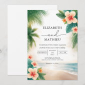 Invitation Mariage de scène Tropical Bloom Beach (Devant / Derrière)