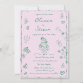 Invitation Mariage de scintillement branché à la main (Devant)