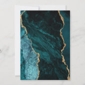 Invitation Mariage de script Agate Turquoise Blue Gold (Dos)