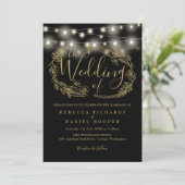 Invitation Mariage de script Black And Gold (Debout devant)