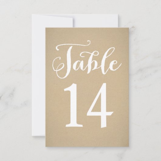 Invitation Mariage de script blanc rustique Kraft Numéro de t (Devant)