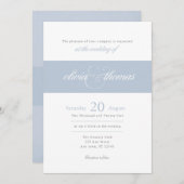 Invitation Mariage de script bleu Dusty simple et élégant (Devant / Derrière)