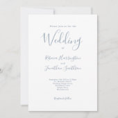Invitation Mariage de script bleu poussiéreux minimal (Devant)