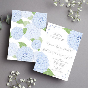 Invitation Mariage de script Blue Hydrangea Watercolor