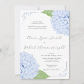 Invitation Mariage de script Blue Hydrangea Watercolor (Devant)