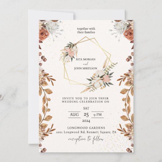 Invitation Mariage de script Boho de crème moderne (Devant)