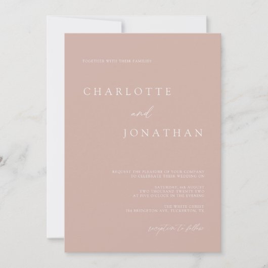 Invitation Mariage de script Boho Modern Simple Pale Mauve (Devant)