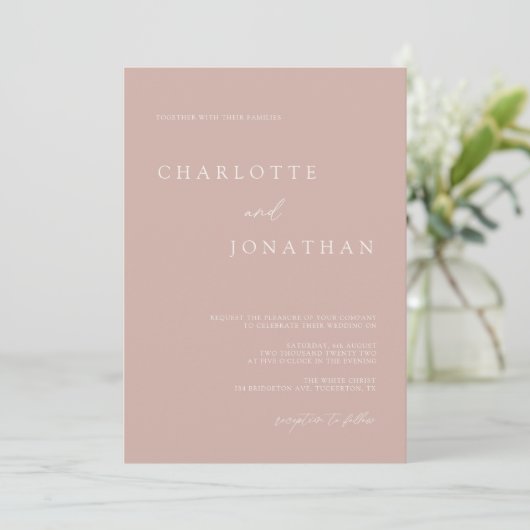 Invitation Mariage de script Boho Modern Simple Pale Mauve (Debout devant)