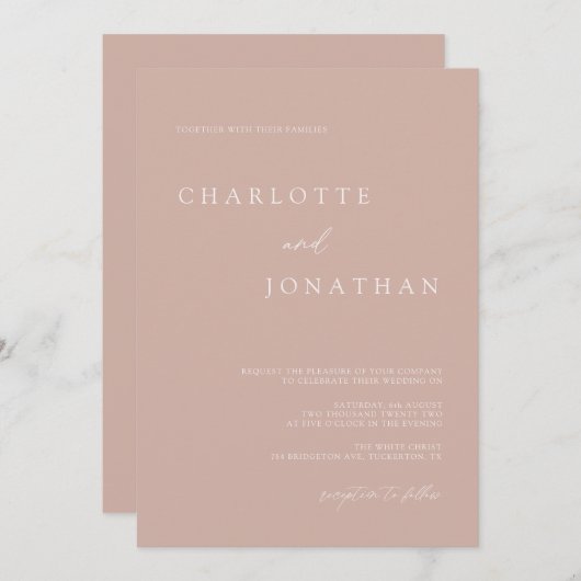 Invitation Mariage de script Boho Modern Simple Pale Mauve (Devant / Derrière)