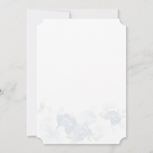 Invitation Mariage de script botanique bleu Dusty Floral (Dos)
