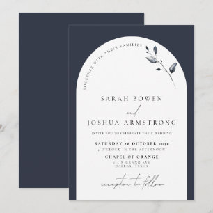 Invitation Mariage de script botanique de l'arc bleu de la ma