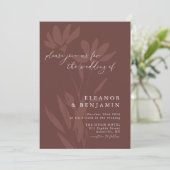 Invitation Mariage de script botanique moderne en terre cuite (Debout devant)