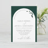 Invitation Mariage de script botanique vert Emerald moderne I (Debout devant)