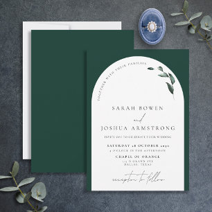 Invitation Mariage de script botanique vert Emerald moderne I