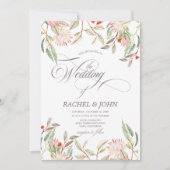 Invitation Mariage de script calligraphique de fleurs austral (Devant)