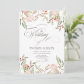 Invitation Mariage de script calligraphique de fleurs austral (Debout devant)
