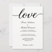 Invitation Mariage de script chic Black and White Love (Devant)