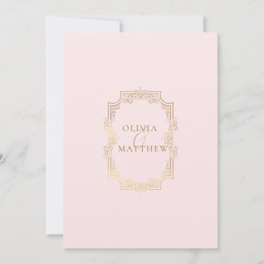 Invitation Mariage de script Chic Blush Pink & Gold Flora (Dos)