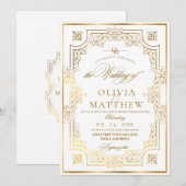 Invitation Mariage de script Chic Gold Flora (Devant / Derrière)