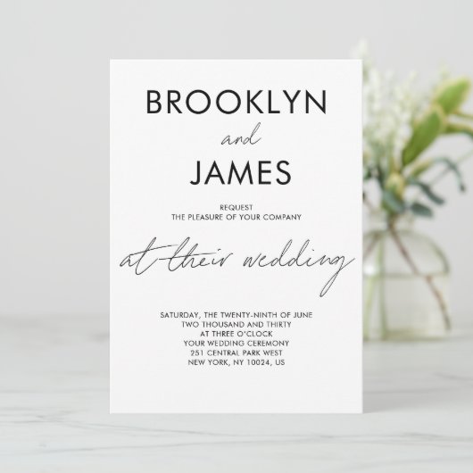 Invitation Mariage de script clair Inviter blanc (Debout devant)