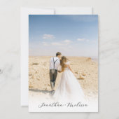 Invitation Mariage de script classique blanc et bleu marine (Dos)