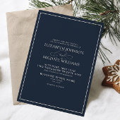Invitation Mariage de script classique bleu de la marine offi