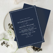 Invitation Mariage de script classique bleu de la marine offi