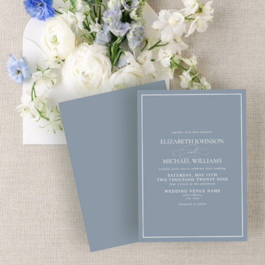 Invitation Mariage de script classique bleu foncé