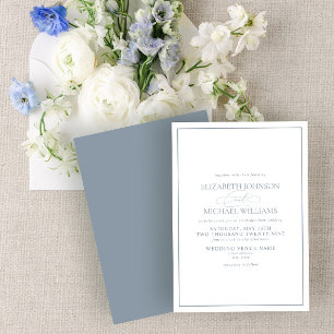 Invitation Mariage de script classique bleu foncé