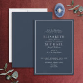 Invitation Mariage de script classique bleu marine