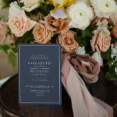 Invitation Mariage de script classique bleu marine