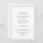 Invitation Mariage de script classique bleu marine QR Code (Devant)