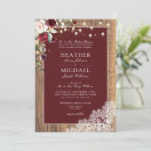 Invitation Mariage de script classique en dentelle de bois cl (Debout devant)