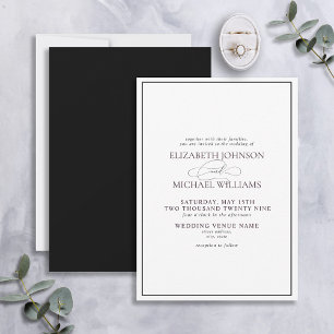 Invitation Mariage de script classique en noir et blanc