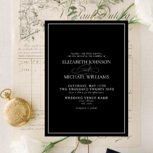Invitation Mariage de script classique en noir et blanc