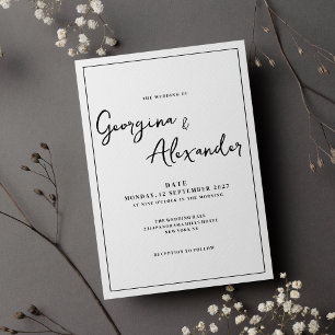 Invitation Mariage de script classique noir minimaliste