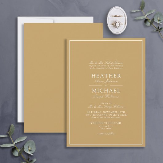 Invitation Mariage de script classique or traditionnel