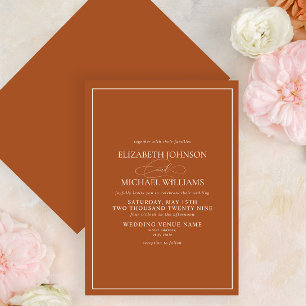 Invitation Mariage de script classique orange brûlé